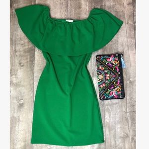 Pinc Green Ruffle Dress